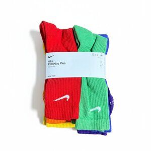 Nike Everyday Performance Training Crew Socks Dri-Fit 6 Pairs Multi Color 8-12